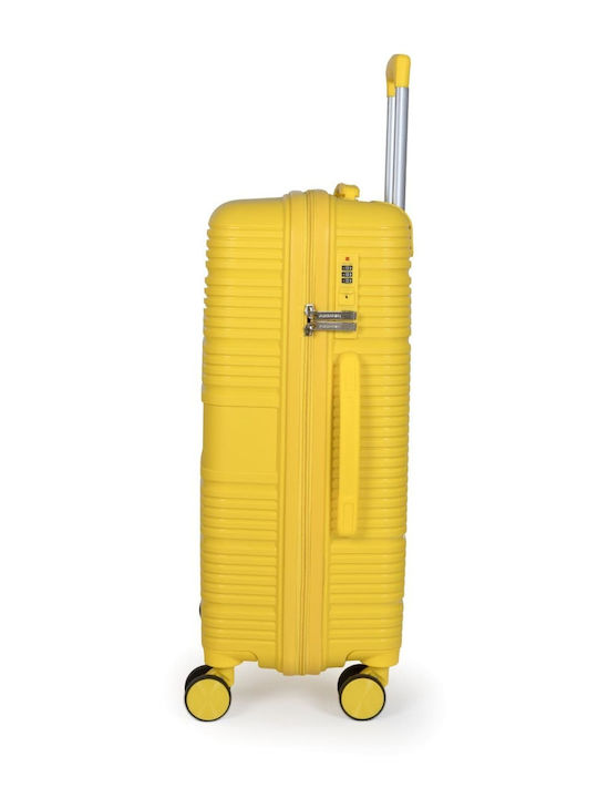 Newcom Medium Travel Suitcase Hard Yellow with 4 Wheels Height 64cm N1594/60
