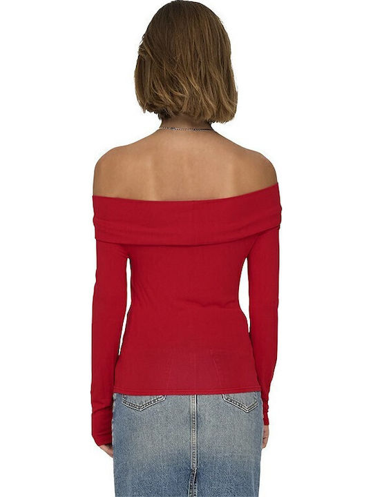 Fayola Women's Blouse Off-Shoulder Long Sleeve Red