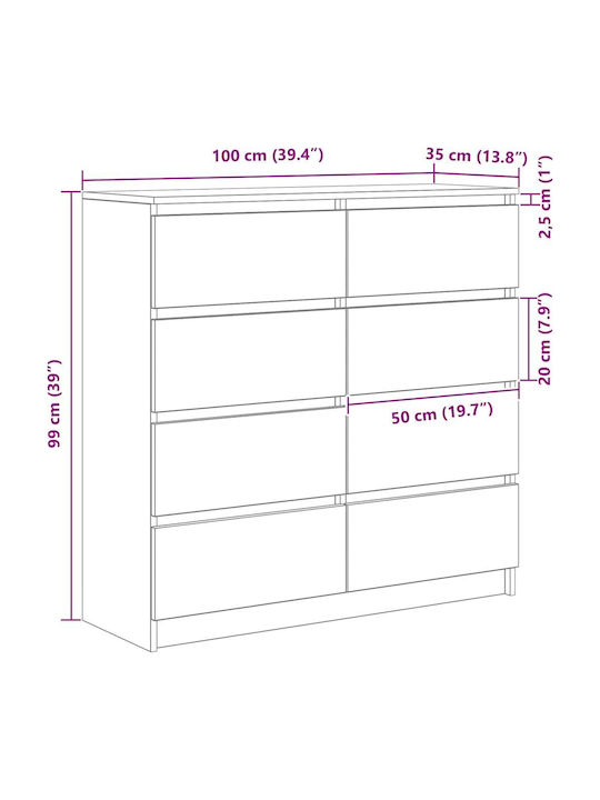 Sertar de Birou Negru 100x35x99cm