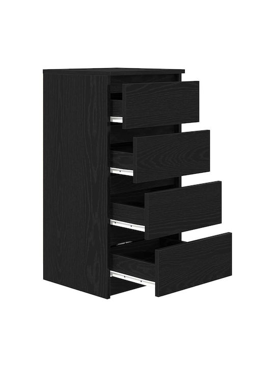 Office Storage Chipboard Drawer Black Velvet-Black Metal L37.5xW35xH76cm