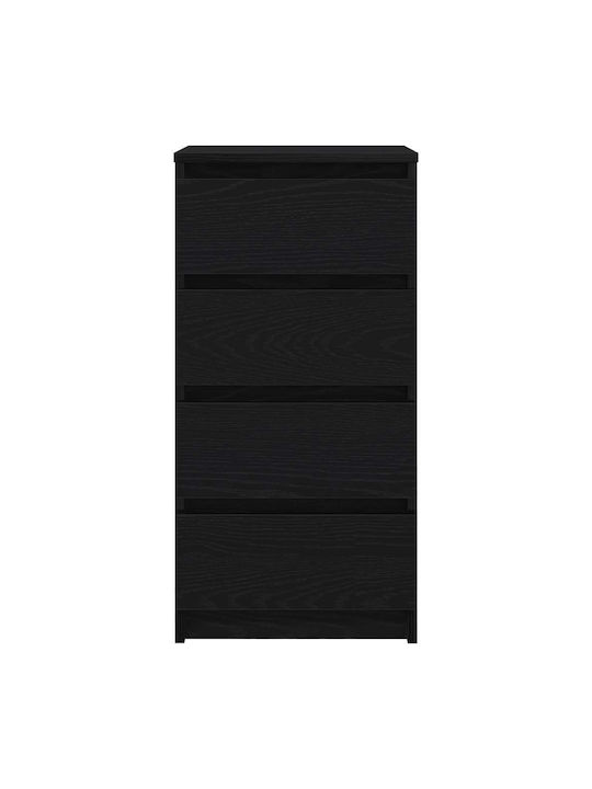 Office Storage Chipboard Drawer Black Velvet-Black Metal L37.5xW35xH76cm