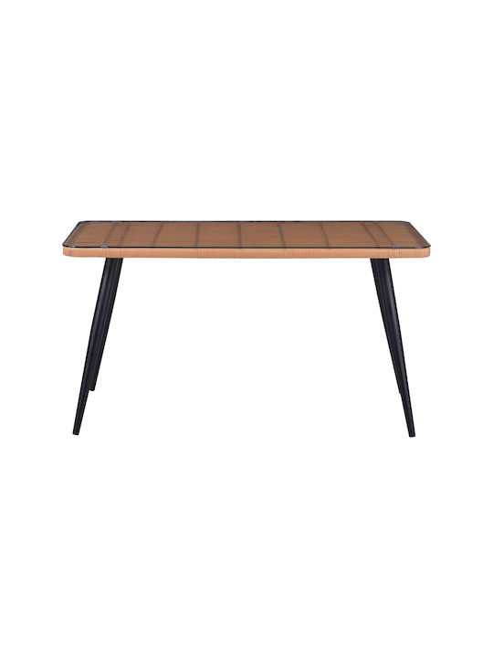 Masa Masa de lounge pentru spații exterioare Rattan cu suprafață din sticlă Naoki Natural 140x80x78buc