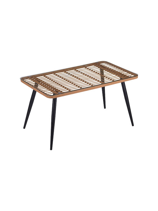 Masa Masa de lounge pentru spații exterioare Rattan cu suprafață din sticlă Naoki Natural 140x80x78buc