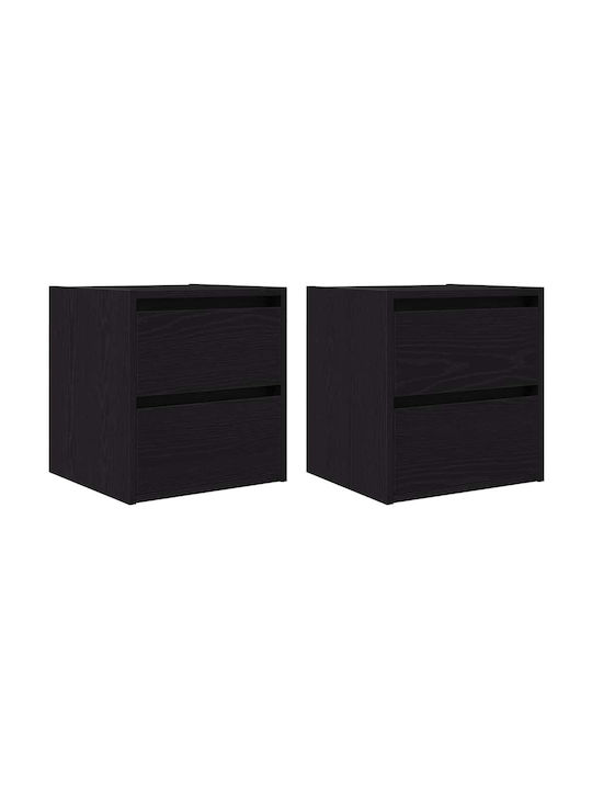 Vidaxl Wall-Mounted Bedside Tables 2 Pcs Black Oak 38x34x40cm Black