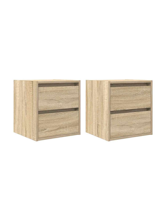 Vidaxl Wall-Mounted Bedside Tables 2 Pieces Sonoma Oak 38x34x40cm Brown