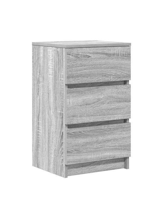 Vidaxl Bedside Table 3 Drawers Grey Sonoma 39x35x65cm 1 Piece Grey