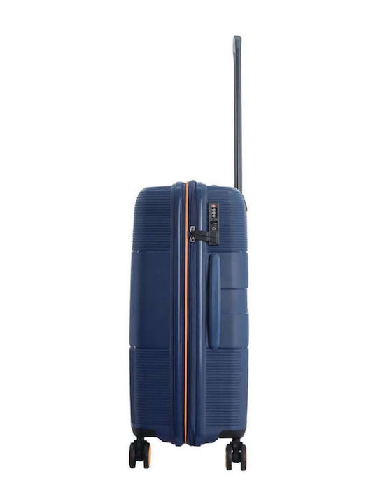 Discovery Mittlerer Reisekoffer Hartschalen Blau mit 4 Räder Höhe 65cm