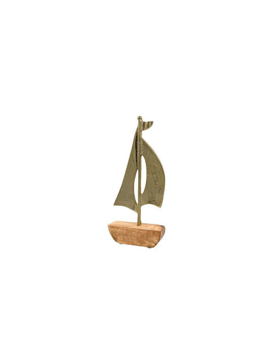 Aluminium Dekoratives Fylliana Boot 1826 Holzsockel Goldfarbe 13x4x30cm Fylliana 946-124-020