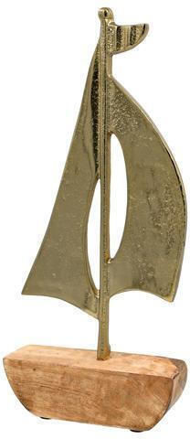 Aluminium Dekoratives Fylliana Boot 1826 Holzsockel Goldfarbe 13x4x30cm Fylliana 946-124-020