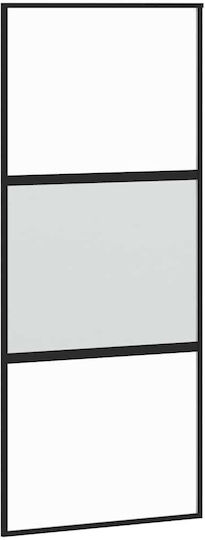Συρόμενη Πόρτα Σετ Υλικού Μαύρο 90x205 Cm Γυαλί Μετριασμένο Μαύρο 90 X 205 Εκ Ράγα 183 Εκ