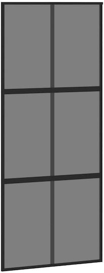 Συρόμενη Πόρτα Σετ Υλικού Μαύρο 90x205 Cm Γυαλί Μετριασμένο Μαύρο 90 X 205 Εκ Ράγα 183 Εκ