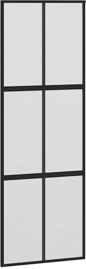 Set de feronerie pentru ușă glisantă negru 76x205 cm sticlă securizată neagră 76 x 205 cm șină 200 cm