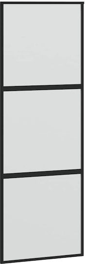 Set de feronerie pentru ușă glisantă negru 90x205 cm sticlă securizată neagră 90 x 205 cm șină 183 cm