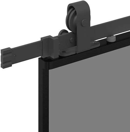 Συρόμενη Πόρτα Σετ Υλικού Μαύρο 90x205 Cm Γυαλί Μετριασμένο Μαύρο 90 X 205 Εκ Ράγα 183 Εκ