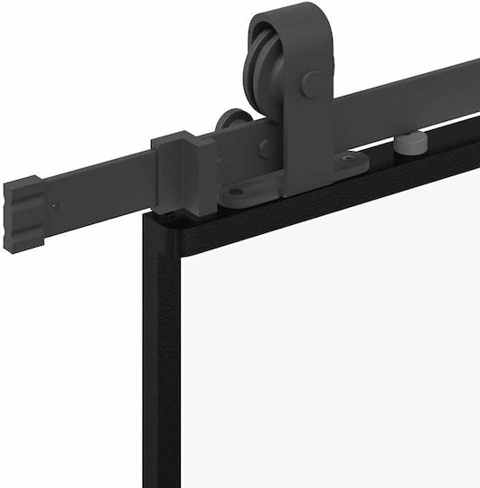 Συρόμενη Πόρτα Σετ Υλικού Μαύρο 76x205 Cm Γυαλί Μετριασμένο Μαύρο 76 X 205 Εκ Ράγα 183 Εκ