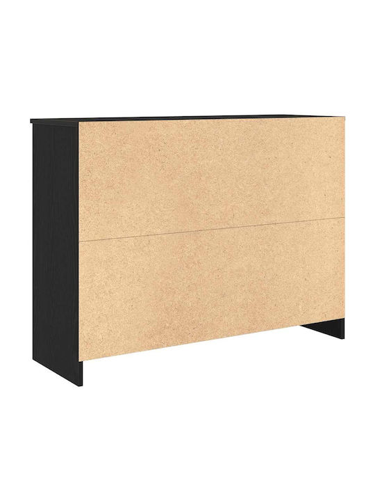 Sideboard Wooden with Drawers Black Oak, Black 101x35x76cm