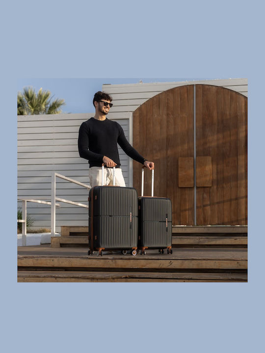 Newcom Travel Suitcases Hard Black Max Height 76cm with 4 Wheels Set of 2 Pieces