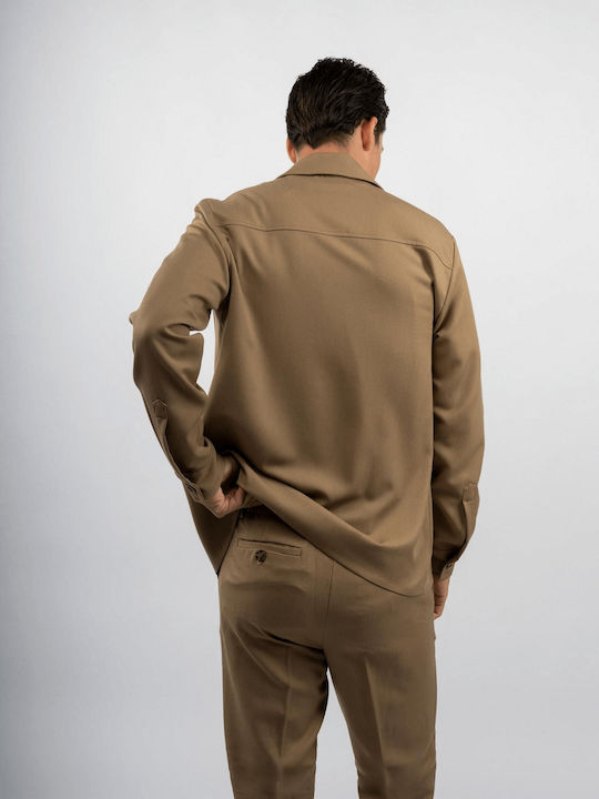 Μακρυμάνικo Overshirt Μπεζ
