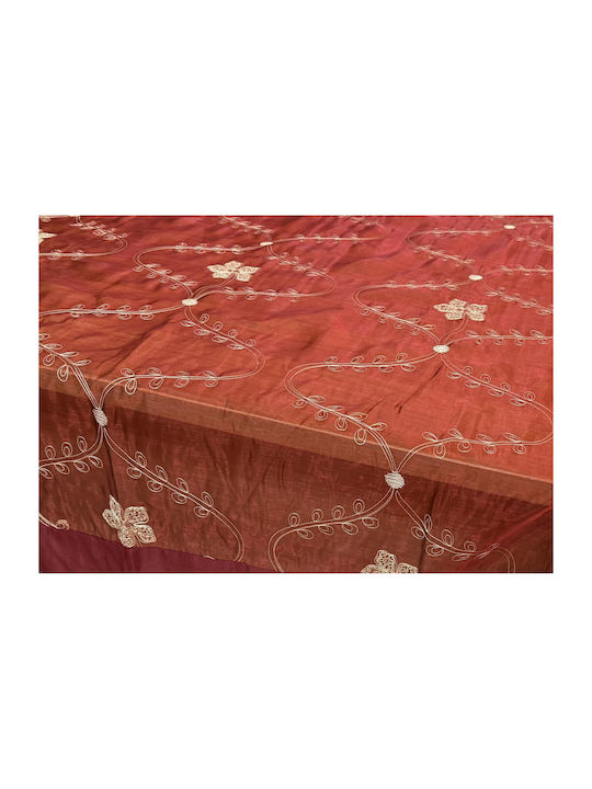 Tablecloth Voile Embroidery Elodie Bordeaux 140x180 Lineahome