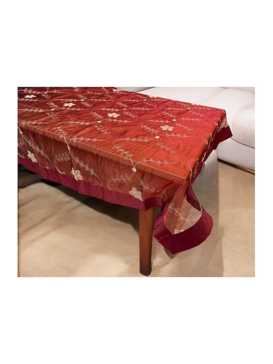 Tablecloth Voile Embroidery Elodie Bordeaux 140x180 140x180 Lh2037502-1
