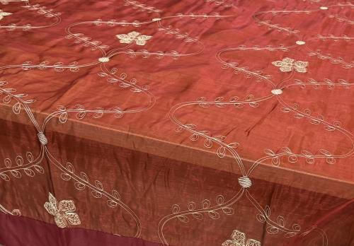 Tablecloth Voile Embroidery Elodie Bordeaux 140x180 140x180 Lh2037502-1