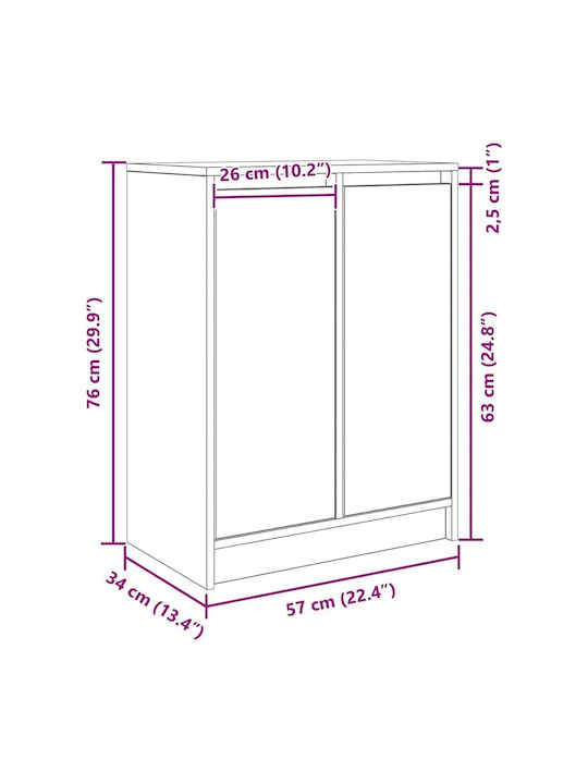 Office Storage Chipboard Cabinet Coffee L57xW34xH76cm