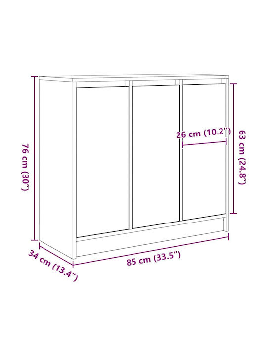 Ντουλάπι Γραφείου Ξύλινο Γκρι 85x34x76cm