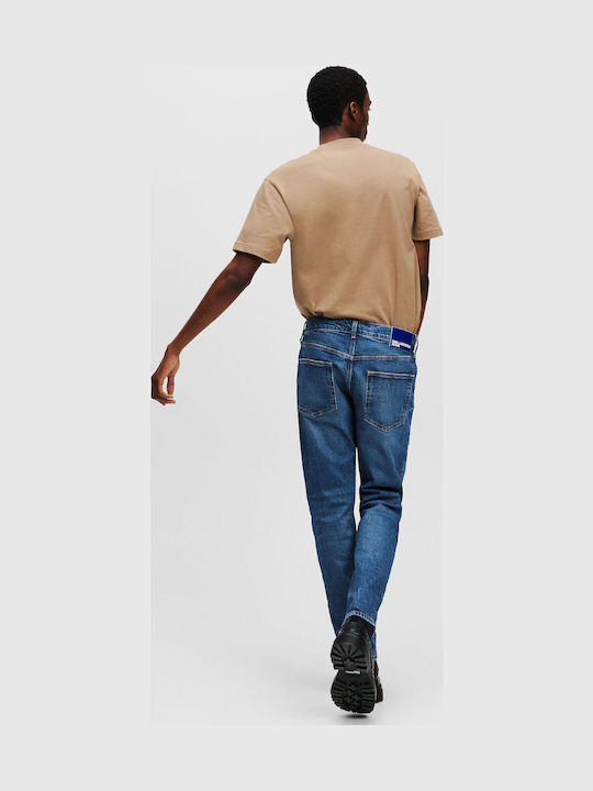 Men's Jeans Pants with Slim Tapered Fit Vintage Washed Blue