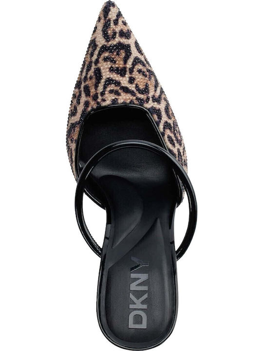 Cerri Mules with Thin Heel in Beige Color