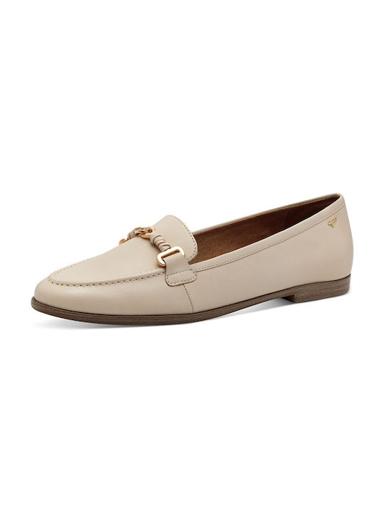 Tamaris Leather Women's Moccasins in Beige Color