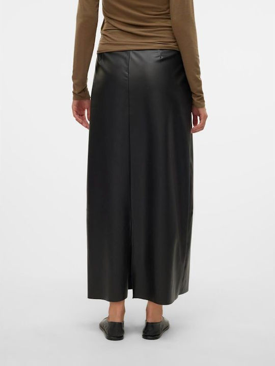 Vero Moda Leather High-waisted Maxi Skirt Black