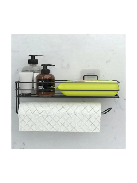 Femmit Wall-Mounted Metal Adhesive Holder for Kitchen Paper & Space Organizer 14x10x30 cm Black Femmit Wall-Mounted Metal Adhesive Holder for Kitchen Paper & Space Organizer 14x10x30 cm Black