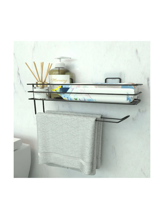 Femmit Wall-Mounted Metal Adhesive Holder for Kitchen Paper & Space Organizer 14x10x30 cm Black
