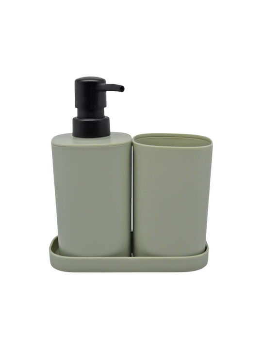 Ankor Bathroom Accessory Set Plastic Green 3 Pieces