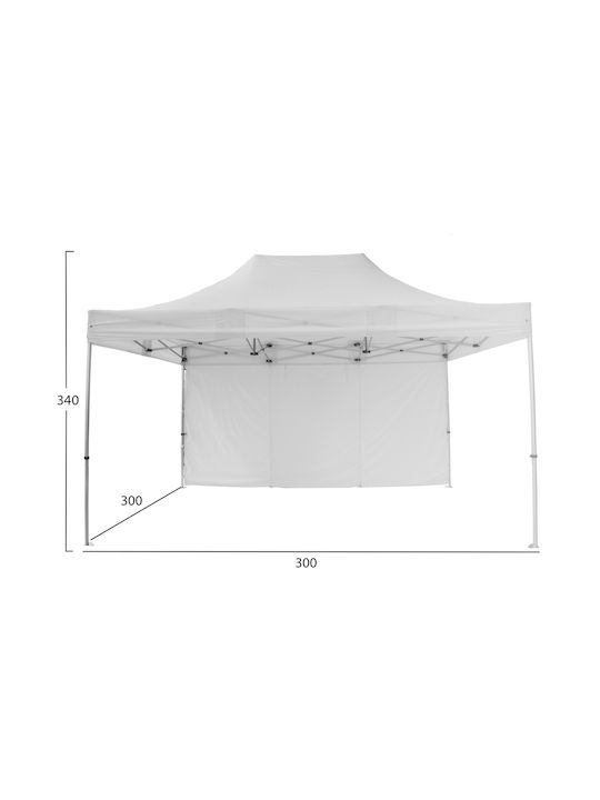 HomeMarkt Πτυσσόμενο Κιόσκι Κήπου CRESSEN Λευκό 3x3m