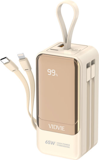 Vidvie PB798 Power Bank 20000mAh 65W with USB-A Port and 2 USB-C Ports Beige