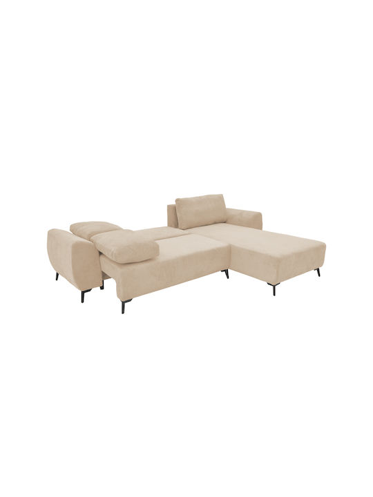 Settee Ъгъл Диван Спалня Текстил със съхранение Beige Shade 286x204x93см.