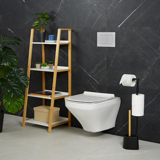 Relaxdays Wall Mounted Bathroom Accessory Set Bamboo Black
