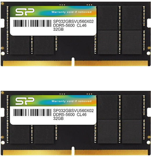 Silicon Power 64GB DDR5 RAM με 2 Modules (2x32GB) και Ταχύτητα 5600 για Laptop