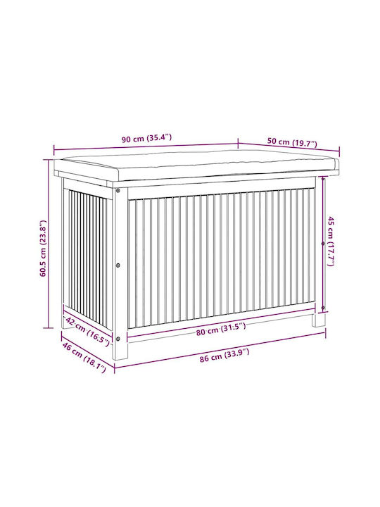vidaXL Außenlagerbox Hölzernes L90xB50xH60.5cm
