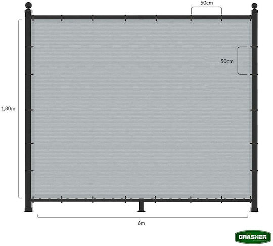 Grasher Rectangular Separator de Umbrire Gri Cu cerc 1.8x6m 160gr/m²