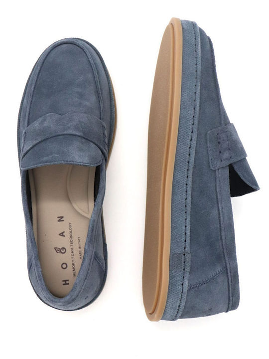 Leder Herren Mokassins in Blau Farbe