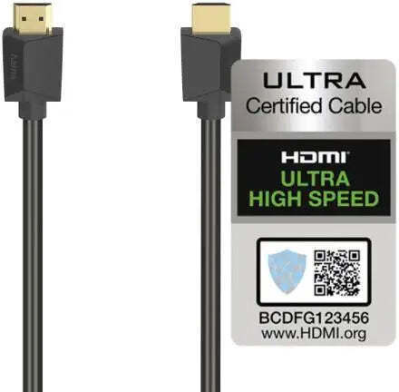 HAMA HDMI 2.1 Ултра Висока Скорост 48Gbps 4K 120Hz HDR VRR HDMI Кабел HDMI Мъжки - HDMI Мъжки 1м Черен