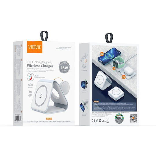 Vidvie Wireless Charger (Qi Pad) 15W Whites (WLC1408)