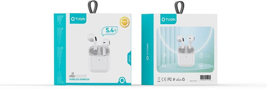 Tuqin QW22 Earbud Bluetooth Handsfree Earphones with Sweat Resistance and Charging Case White