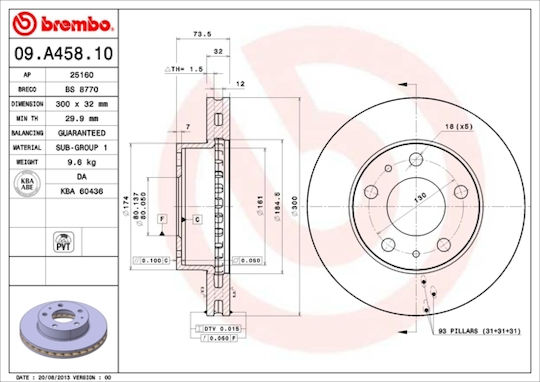Brake Disc Citroen Jumper Bus Brembo 09a45810