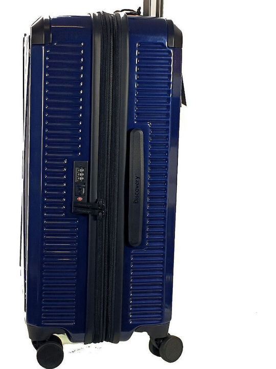 Discovery Medium Travel Suitcase Hard Blue with 4 Wheels Height 65cm