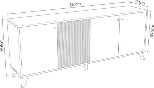 Μπουφές Kruden Ξύλινος Μαυρο-φυσικό 180x40x78cm