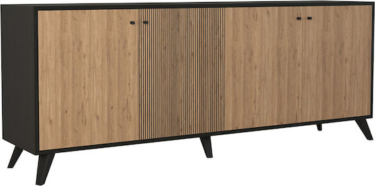 Μπουφές Kruden Ξύλινος Μαυρο-φυσικό 180x40x78cm
