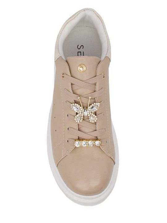Γυναικεία Sneakers Beige Gold